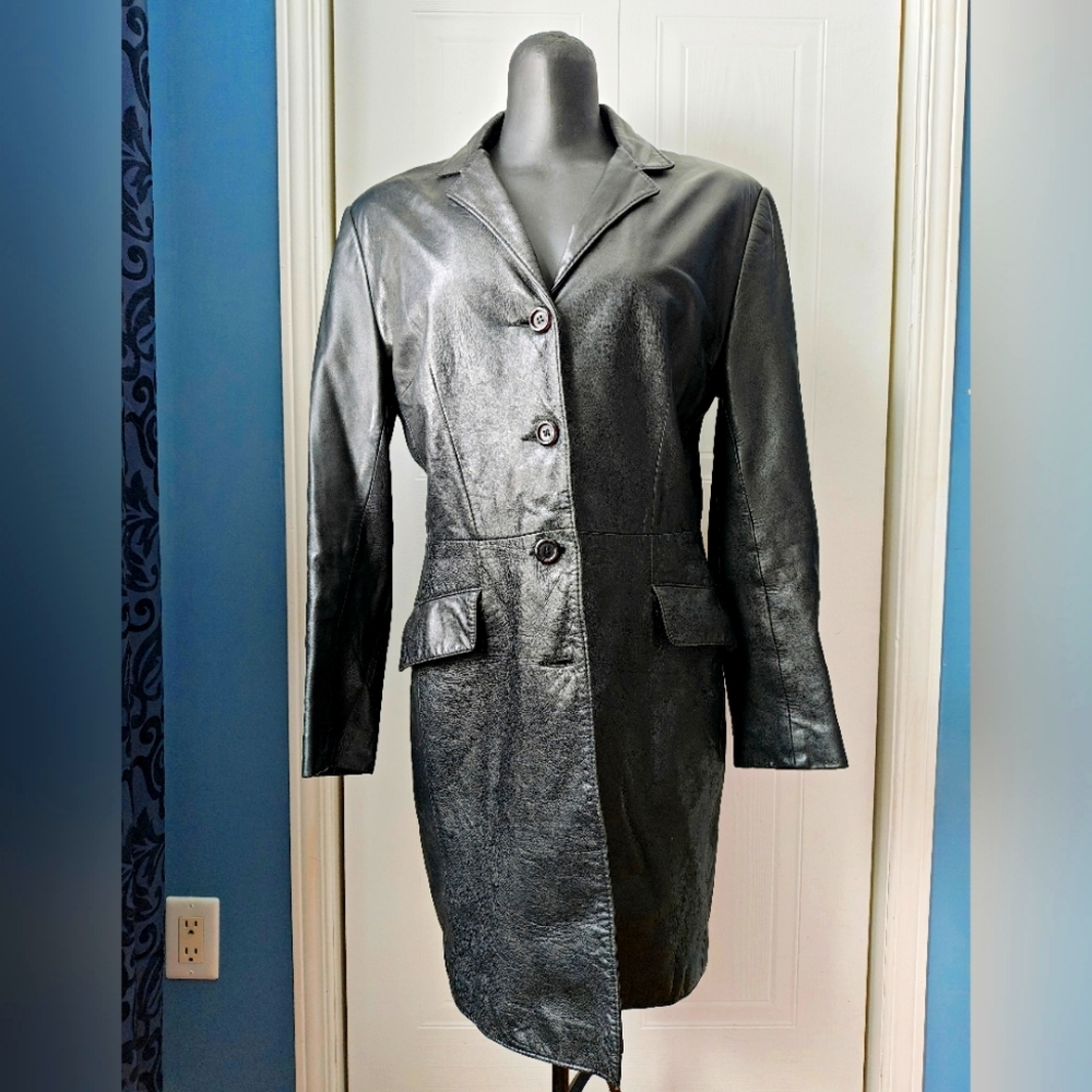 Vintage Black Leather Coat